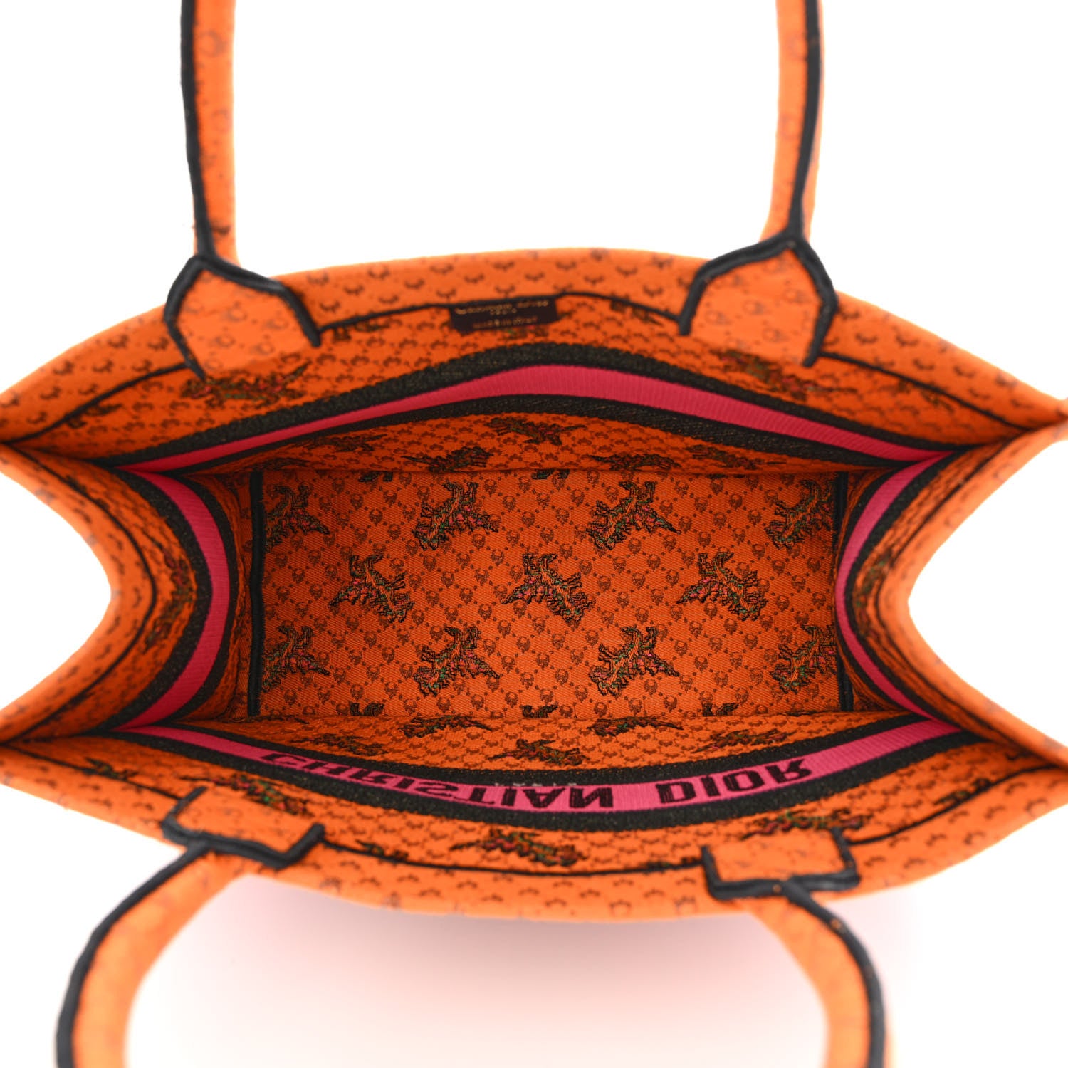 Christian Dior Canvas Embroidered Medium Dino Book Tote Orange Multicolor 5 of 12