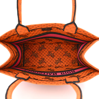 Christian Dior Canvas Embroidered Medium Dino Book Tote Orange Multicolor 5 of 12