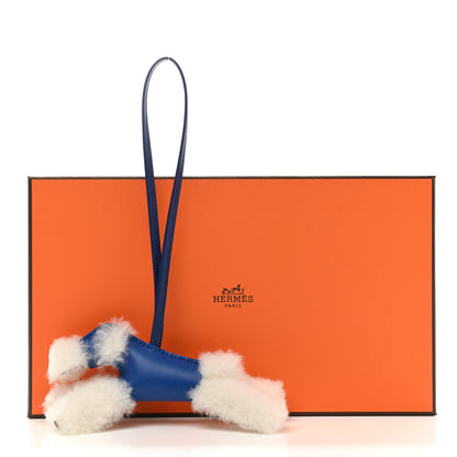 Hermes Milo Lambskin Shearling Budy Charm Bleu Saphir 5 of 5