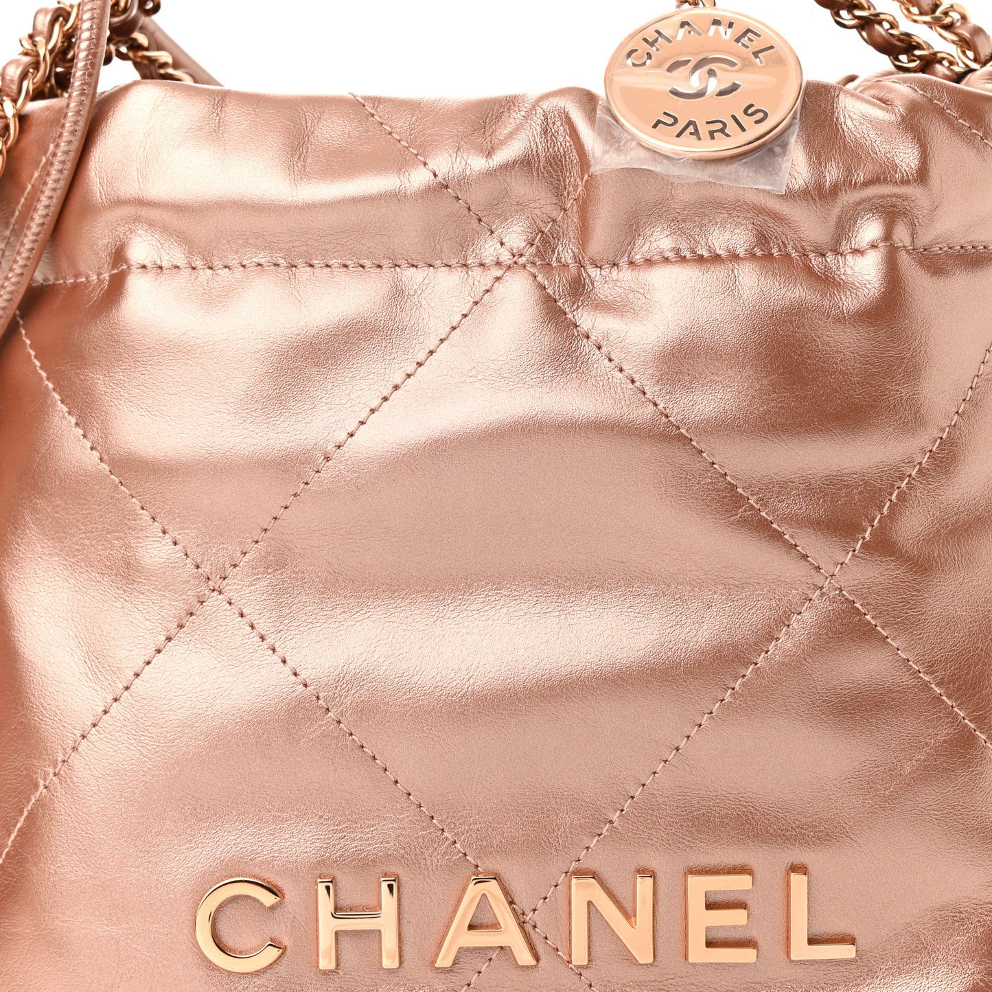 Metallic Calfskin Quilted Mini Chanel 22 Copper