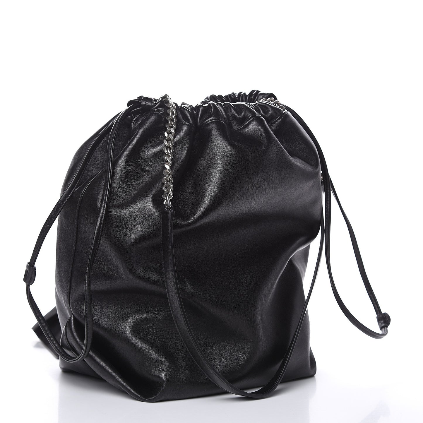 Lambskin Teddy Drawstring Bag Black
