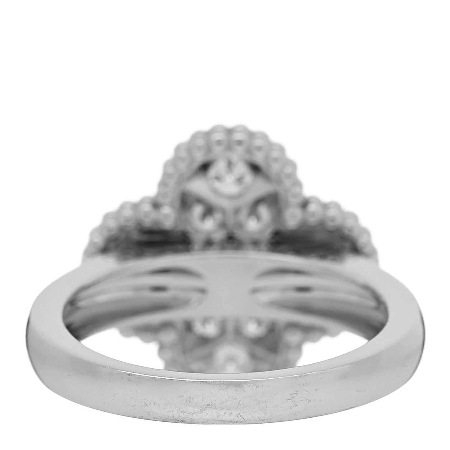 18K White Gold Diamond Vintage Alhambra Ring 48 4.5