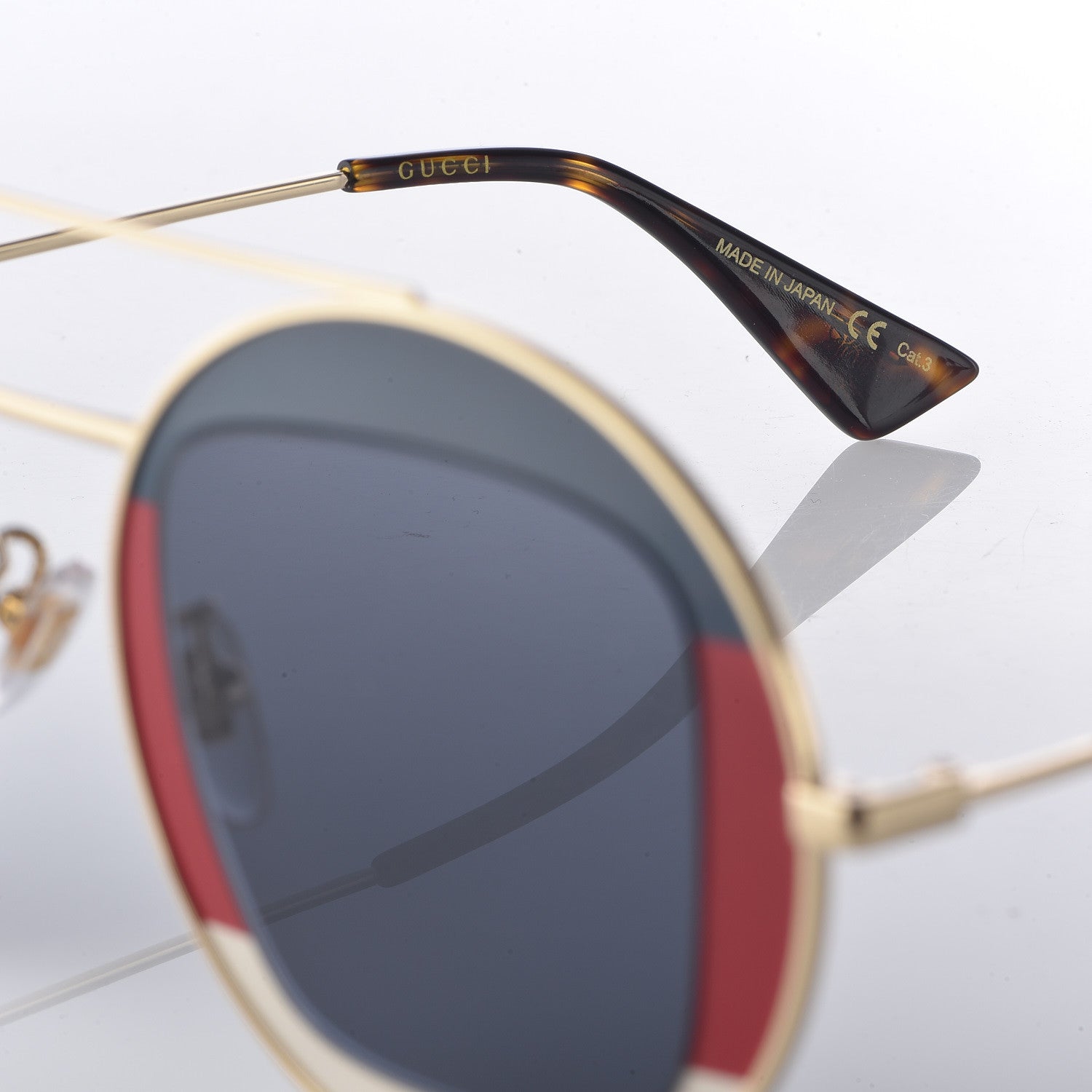 Gucci Round Frame Sylvie Web Sunglasses GG0105S Gold 6 of 9