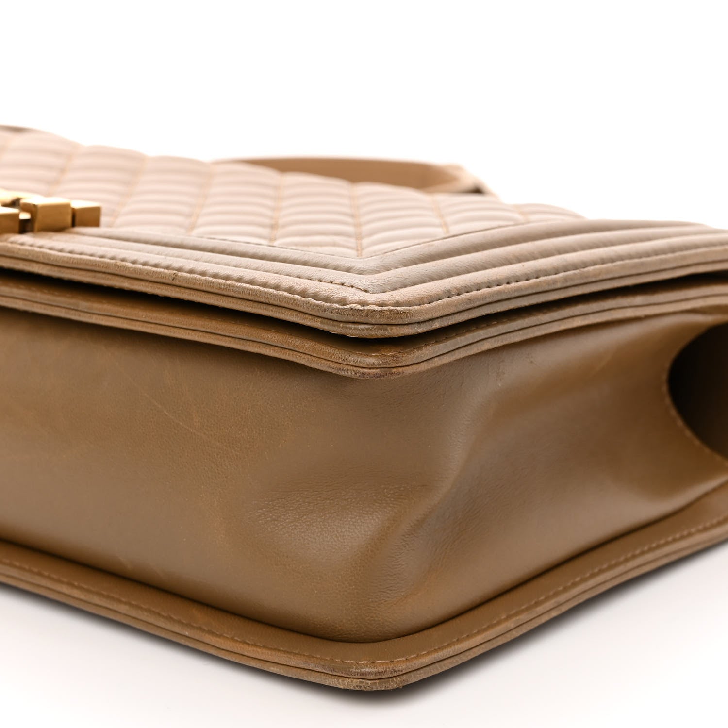 Chanel Lambskin Quilted New Medium Boy Flap Dark Beige 10 of 12