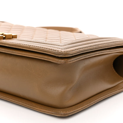 Chanel Lambskin Quilted New Medium Boy Flap Dark Beige 10 of 12