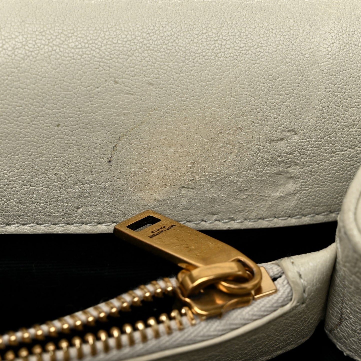 Sheepskin Matelasse Chevron Monogram Large College Satchel Cream Soft