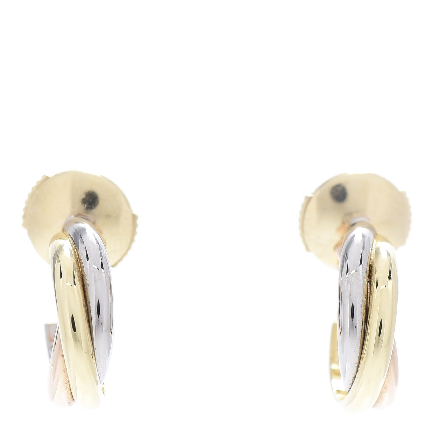 18K Pink Yellow White Gold 13mm Trinity Hoop Earrings