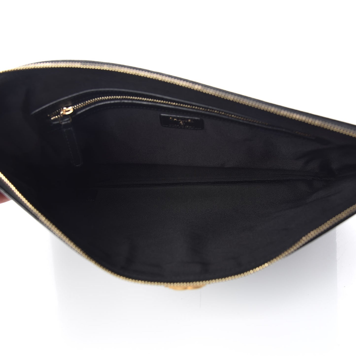 Caviar Chevron Quilted Large Boy Cosmetic Case Black