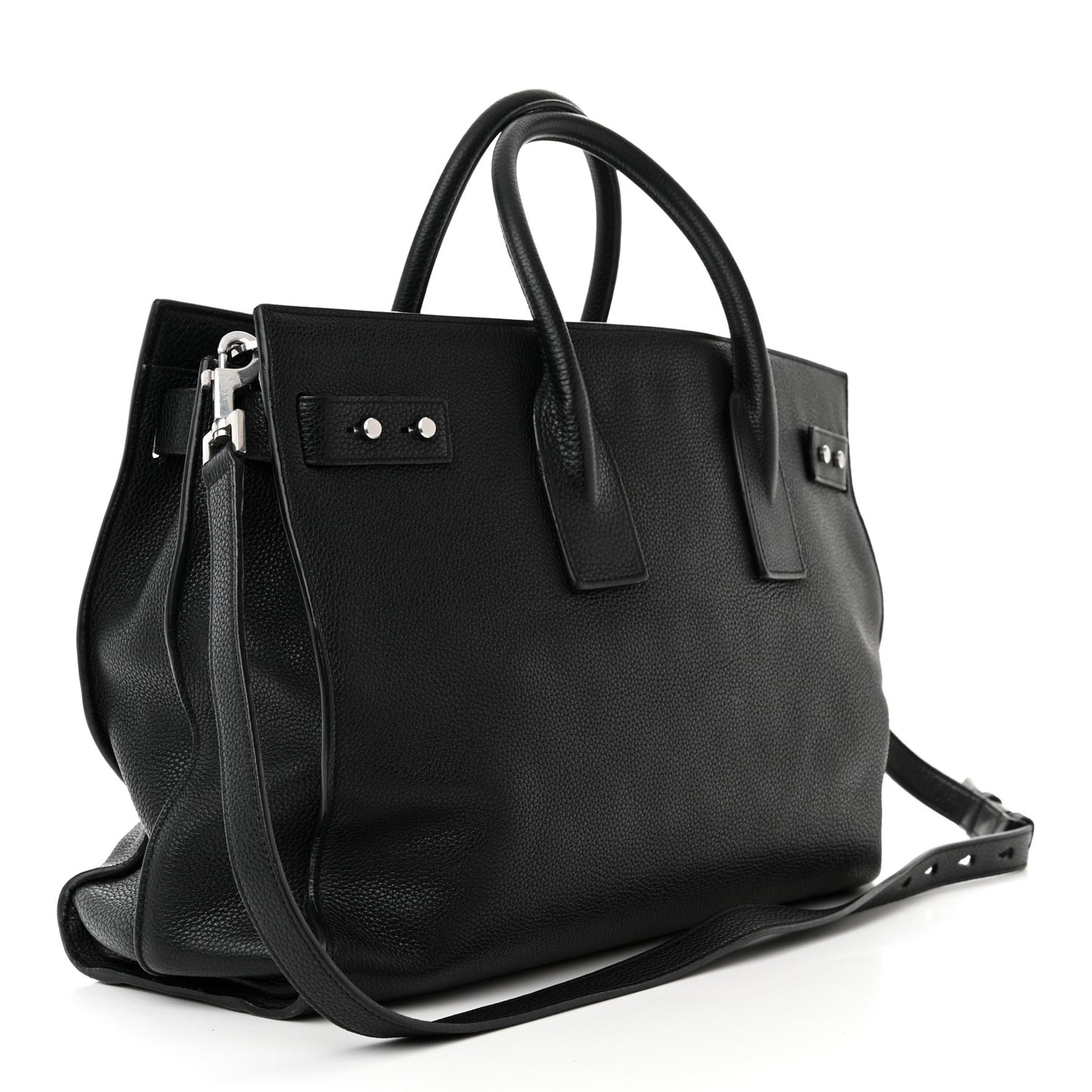 Grained Calfskin Large Thin Sac De Jour Black