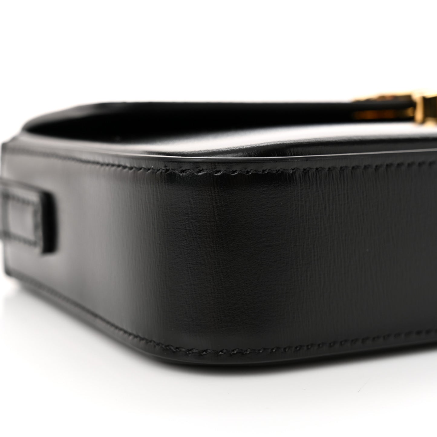 Shiny Calfskin Triomphe Shoulder Bag Black