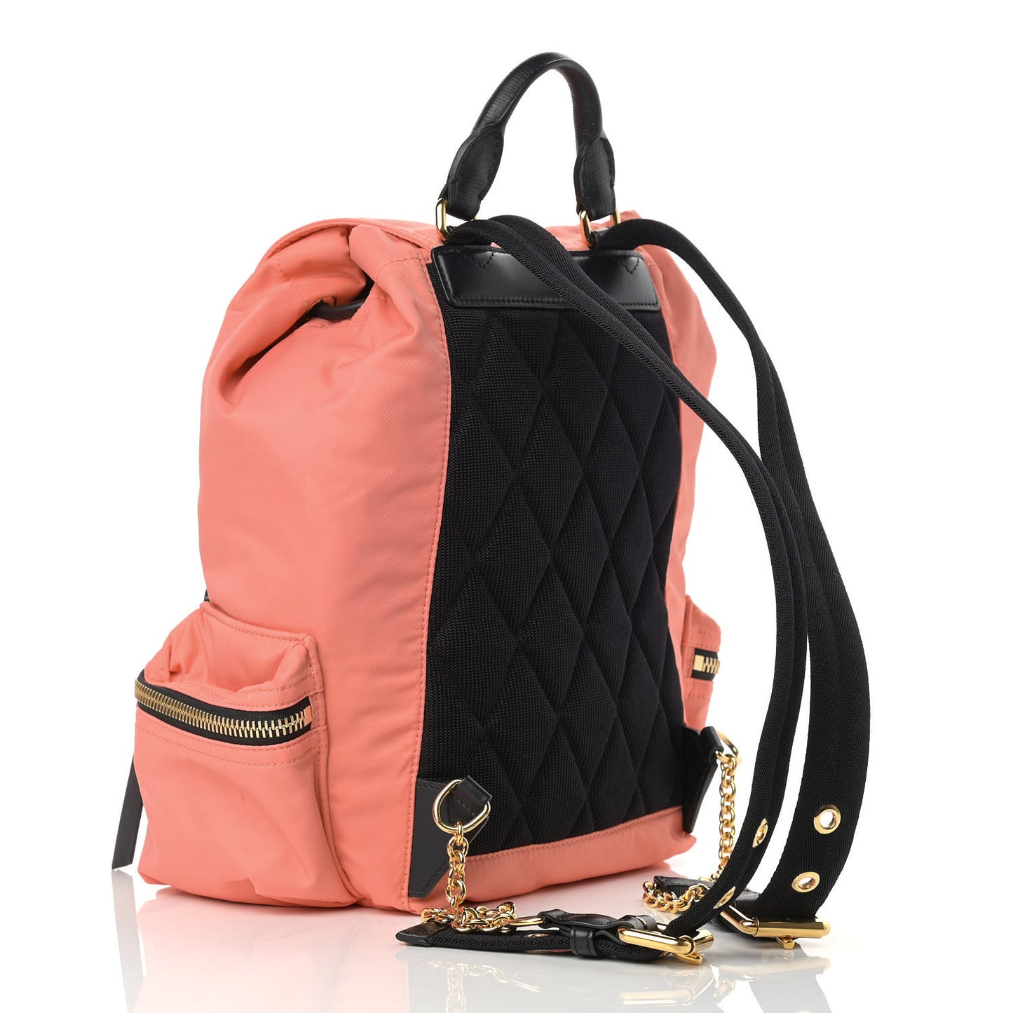 Nylon Medium Rucksack Backpack Bright Coral Pink