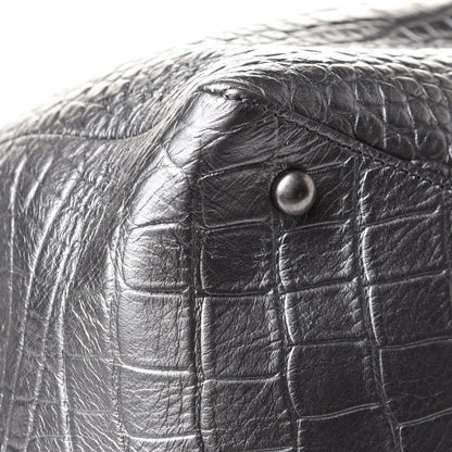 Chanel Calfskin Crocodile Embossed Large Shopping Tote Silver 10 of 11
