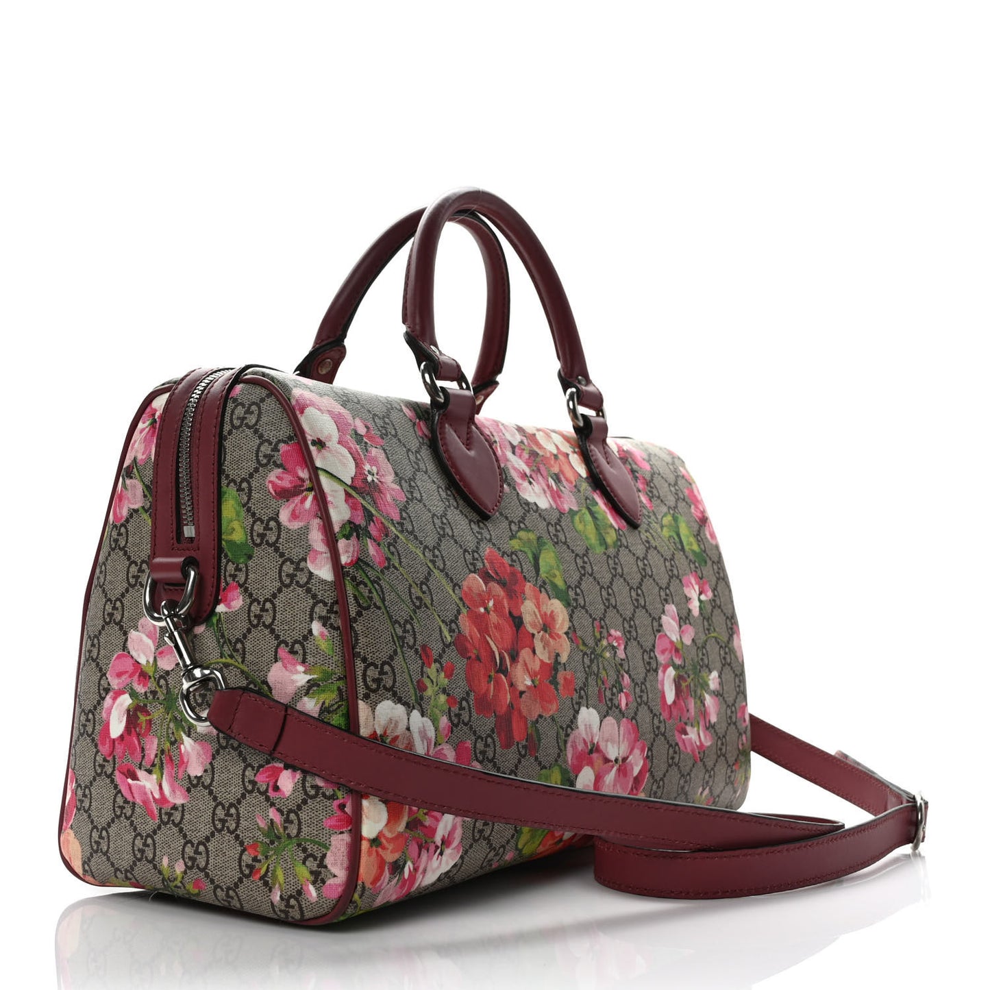 GG Supreme Monogram Blooms Medium Boston Beige Multicolor Dry Rose
