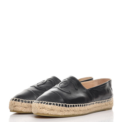 Chanel Lambskin CC Espadrilles 37 Black 2 of 11