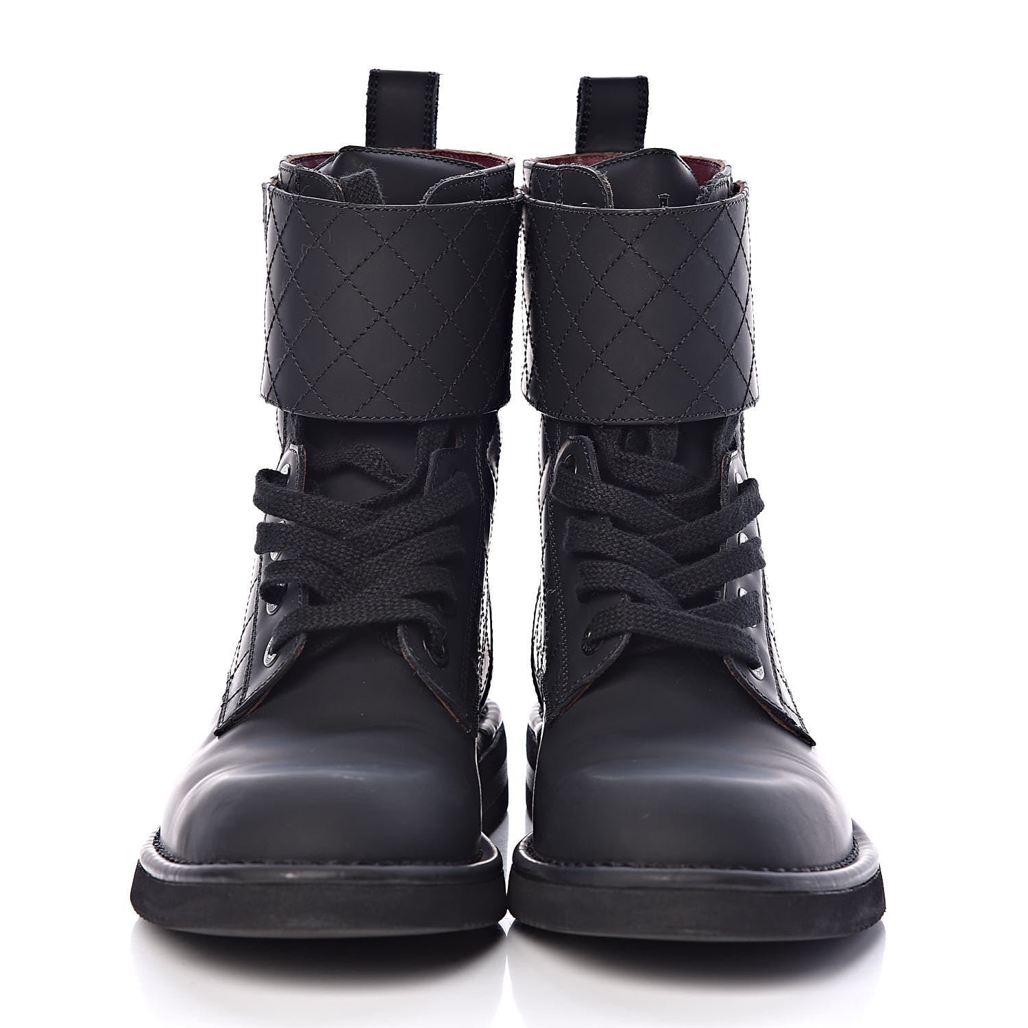 Chanel Gum Calfskin Quilted Combat Short Boots 39 Black 2 of 8