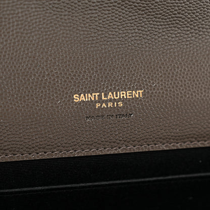 Saint Laurent Grain De Poudre Matelasse Chevron Monogram Envelope Clutch Earth 6 of 9