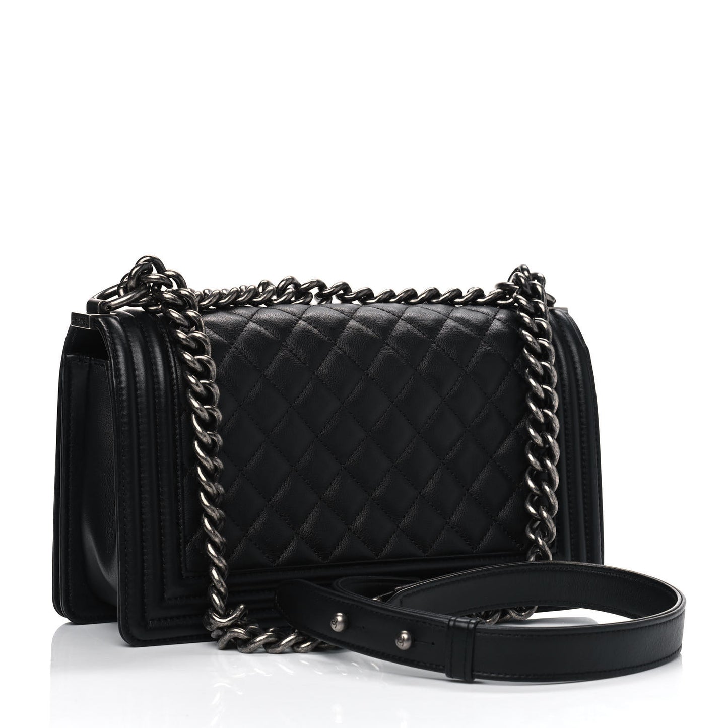 Calfskin Quilted Medium Boy Flap Black