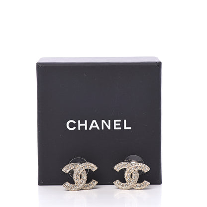 Chanel Crystal Timeless CC Earrings Light Gold 5 of 5