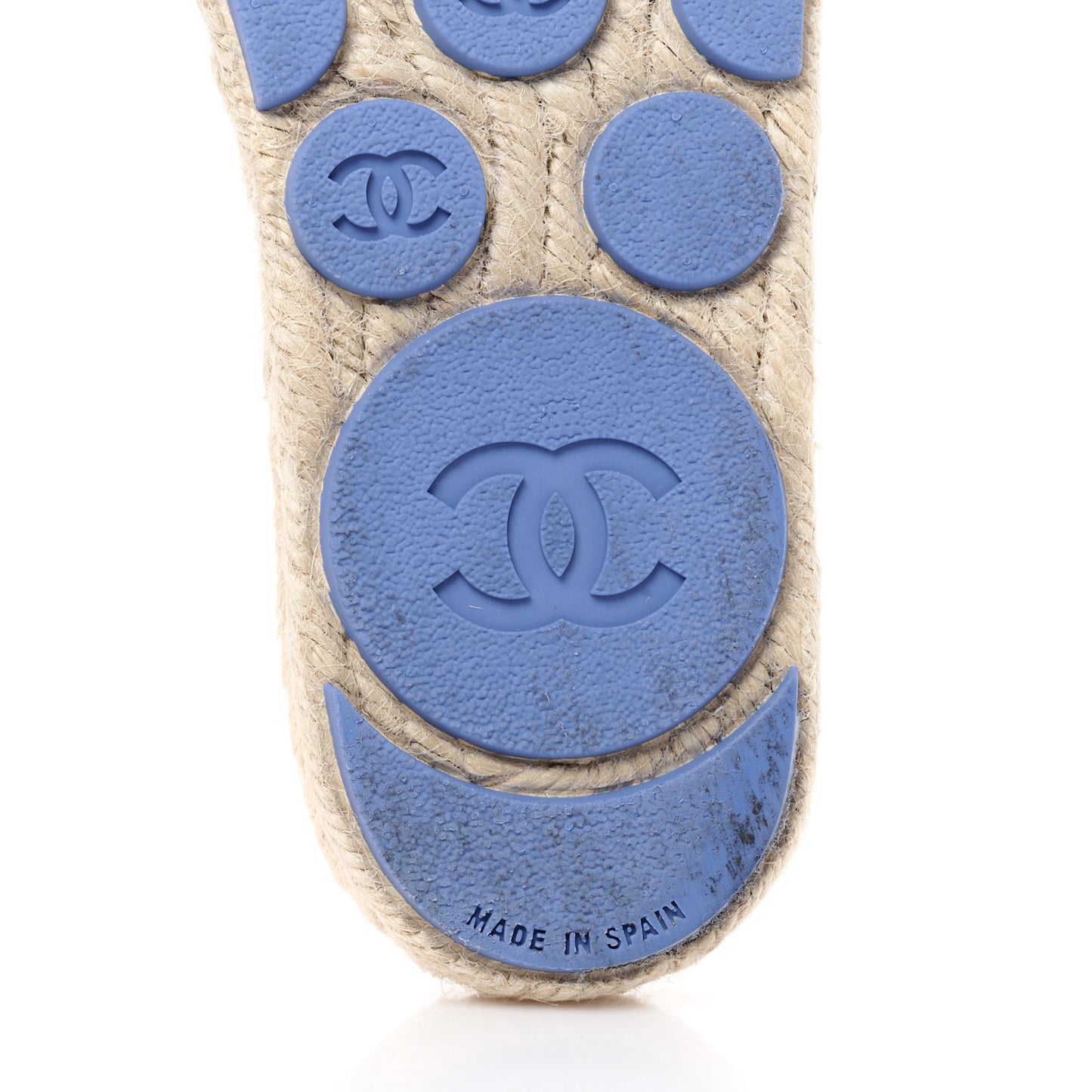Tweed Laminated Lambskin CC Slide Sandals 38 Blue Gold