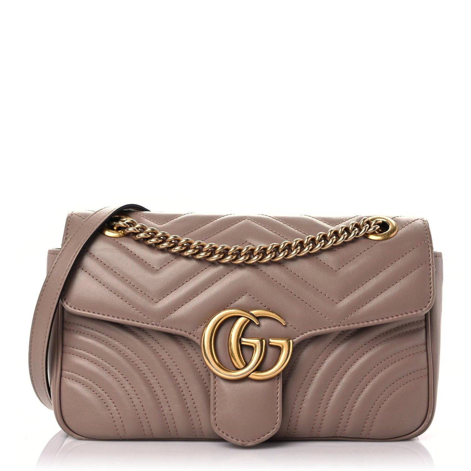 Gucci Calfskin Matelasse Small GG Marmont Shoulder Bag Porcelain Rose 1 of 17