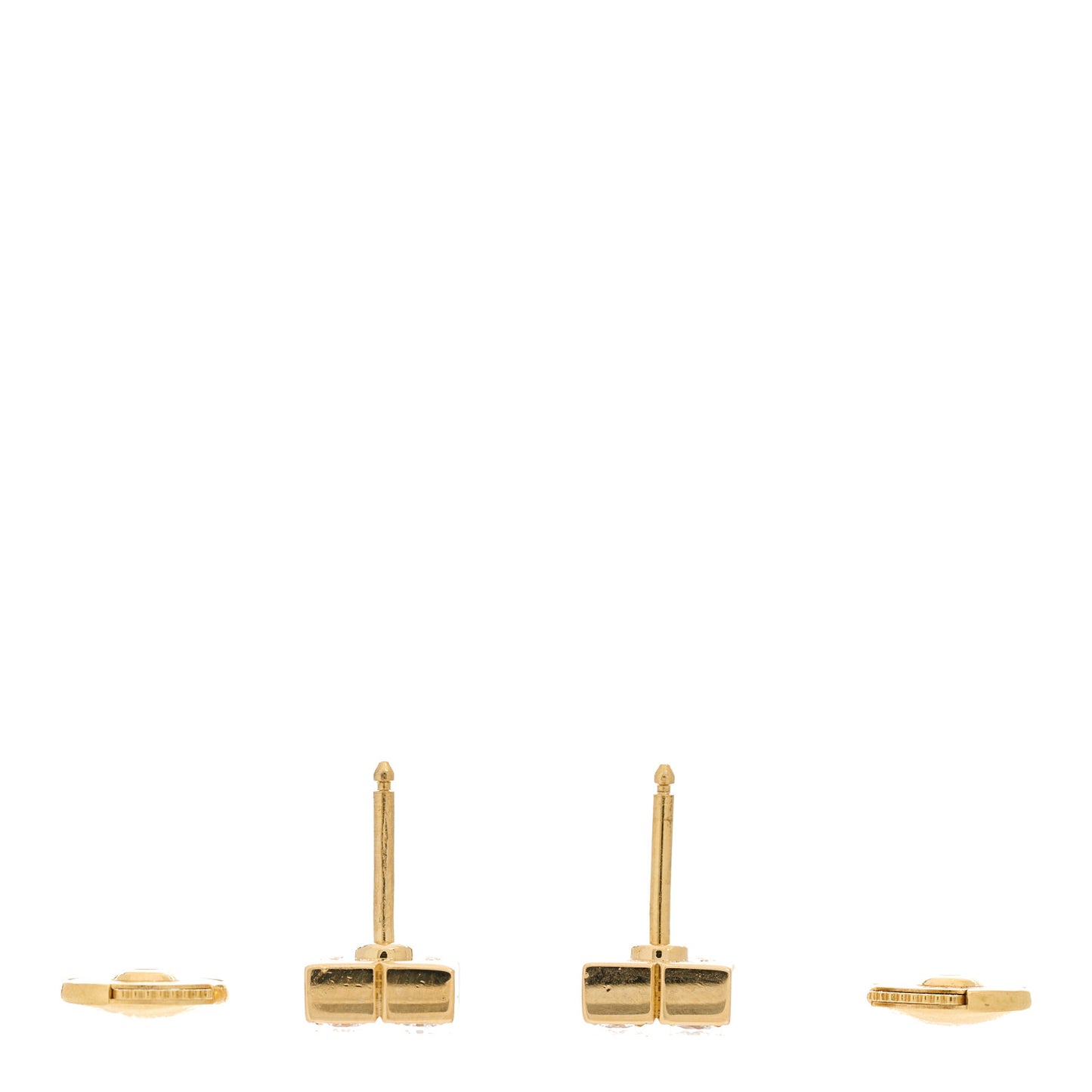 18K Yellow Gold Diamond Square Stud Earrings