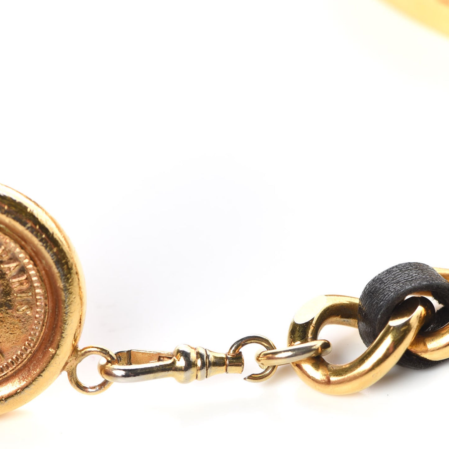 Lambskin Chain CC Medallion Belt Black Gold