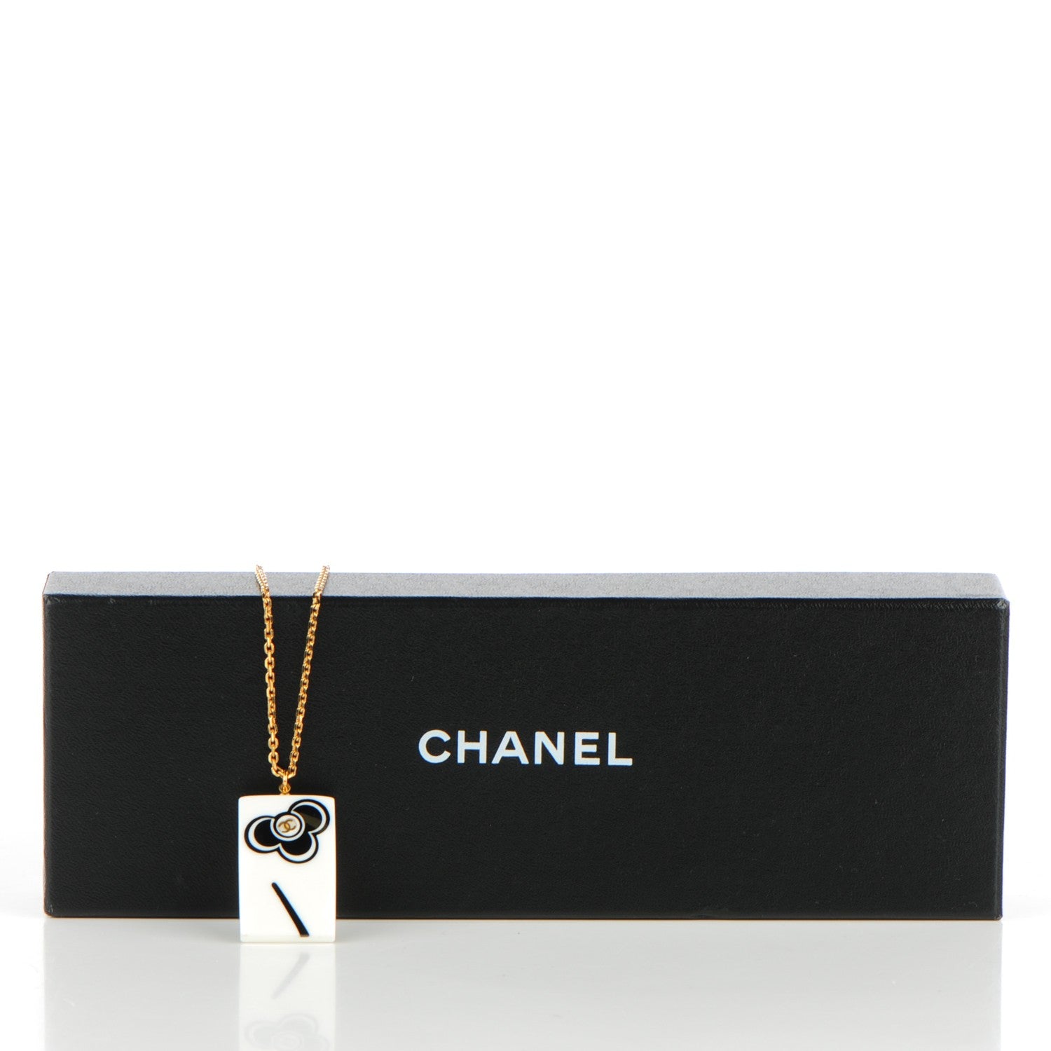 Chanel Resin CC Pendant Necklace White Gold 6 of 6