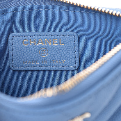 Chanel Caviar Chevron Quilted Small Cosmetic Case Blue 6 of 8