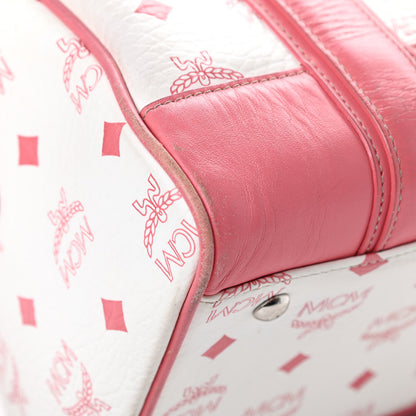MCM Visetos Small Boston Bag Pink White 13 of 18
