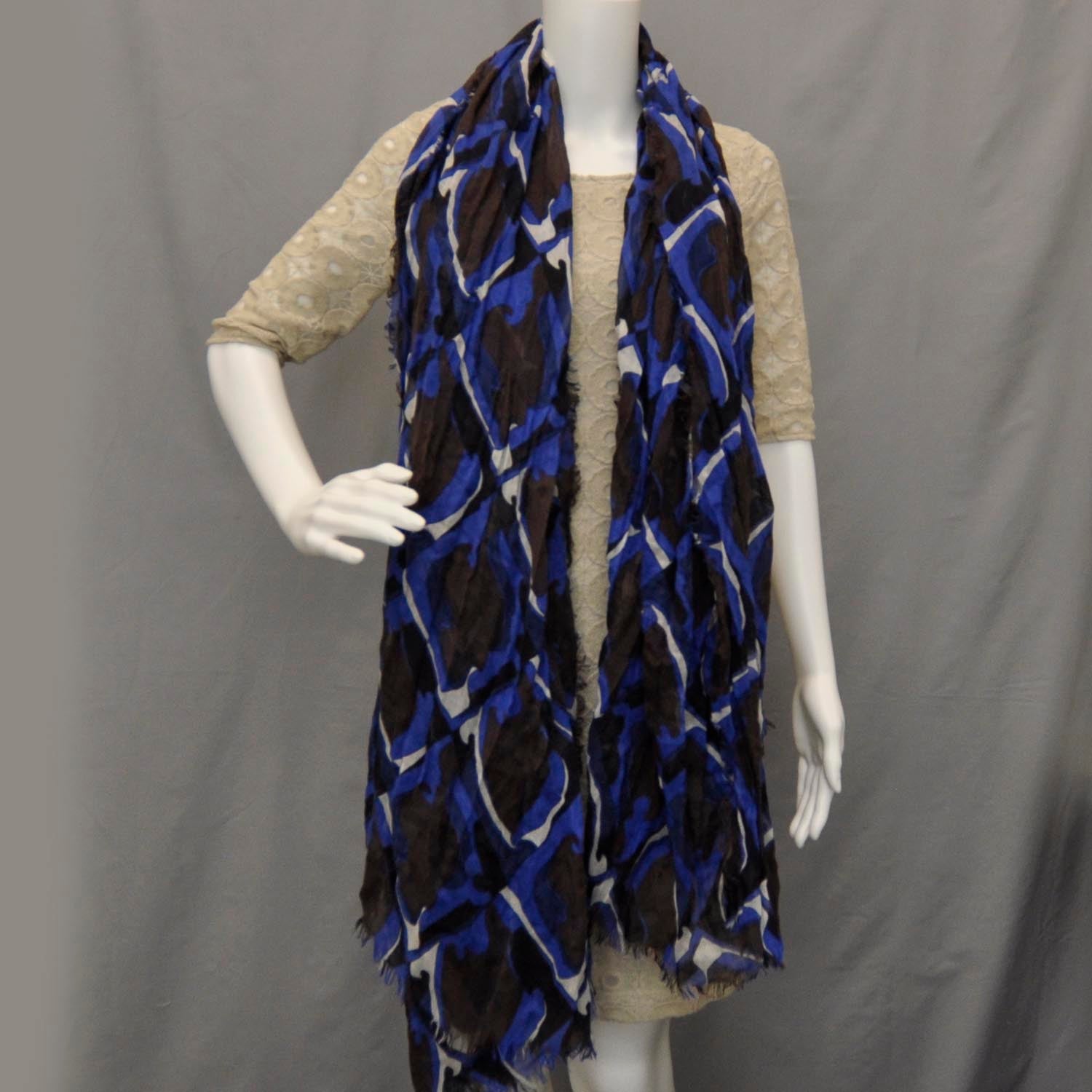 Louis Vuitton Cashmere Silk Arabesque Stole Blue 3 of 4