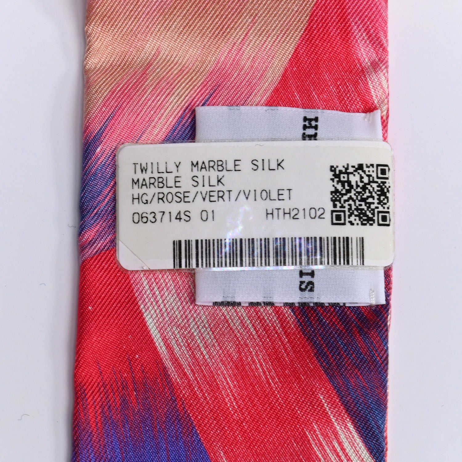 Hermes Silk Marble Silk Twilly Rose Vert Violet 8 of 8