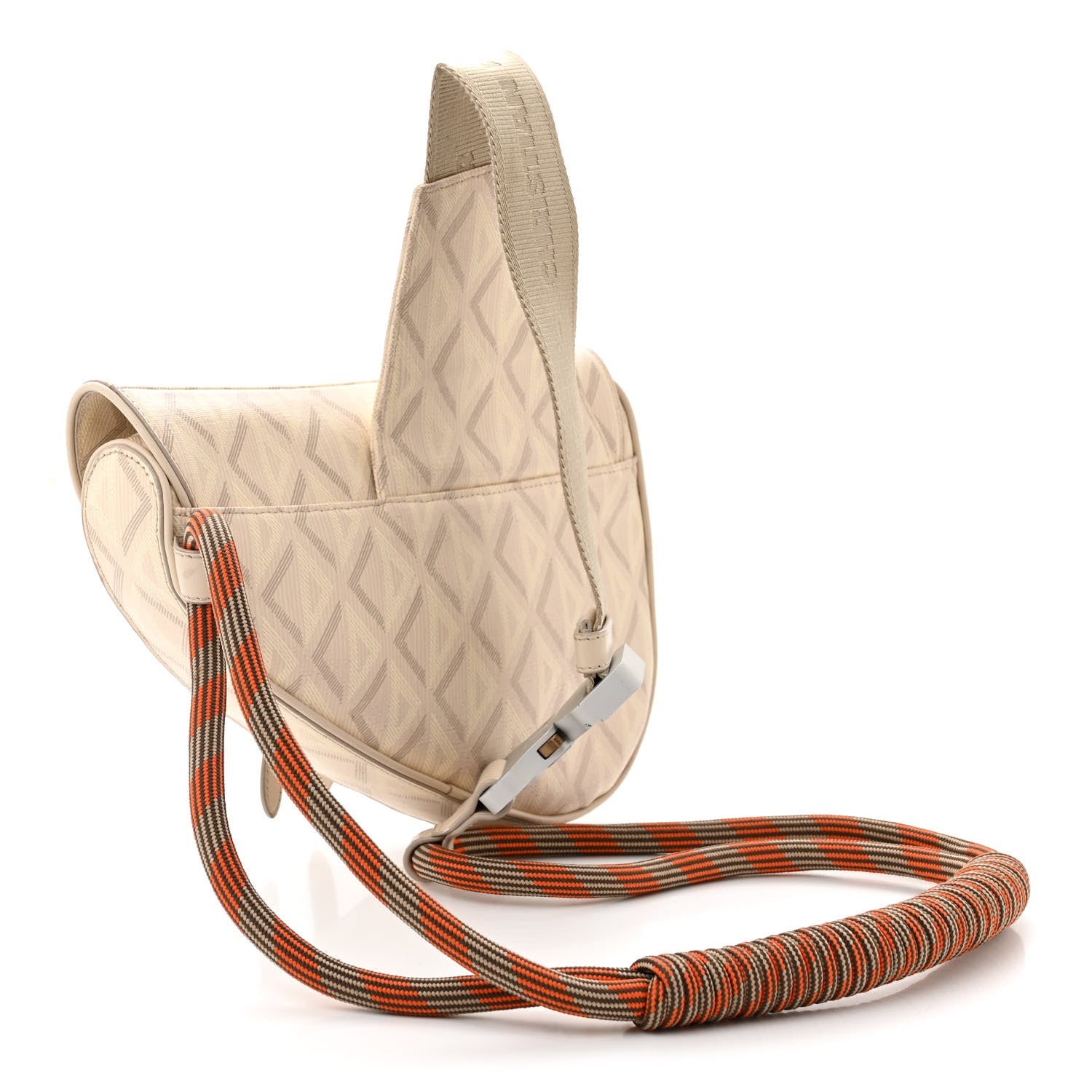Christian Dior Coated Canvas Calfskin CD Diamond Nautic Mens Saddle Bag Ivory 3 of 10