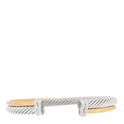 David Yurman Sterling Silver 18K Yellow Gold 5mm Crossover Cuff Bracelet 2 of 3