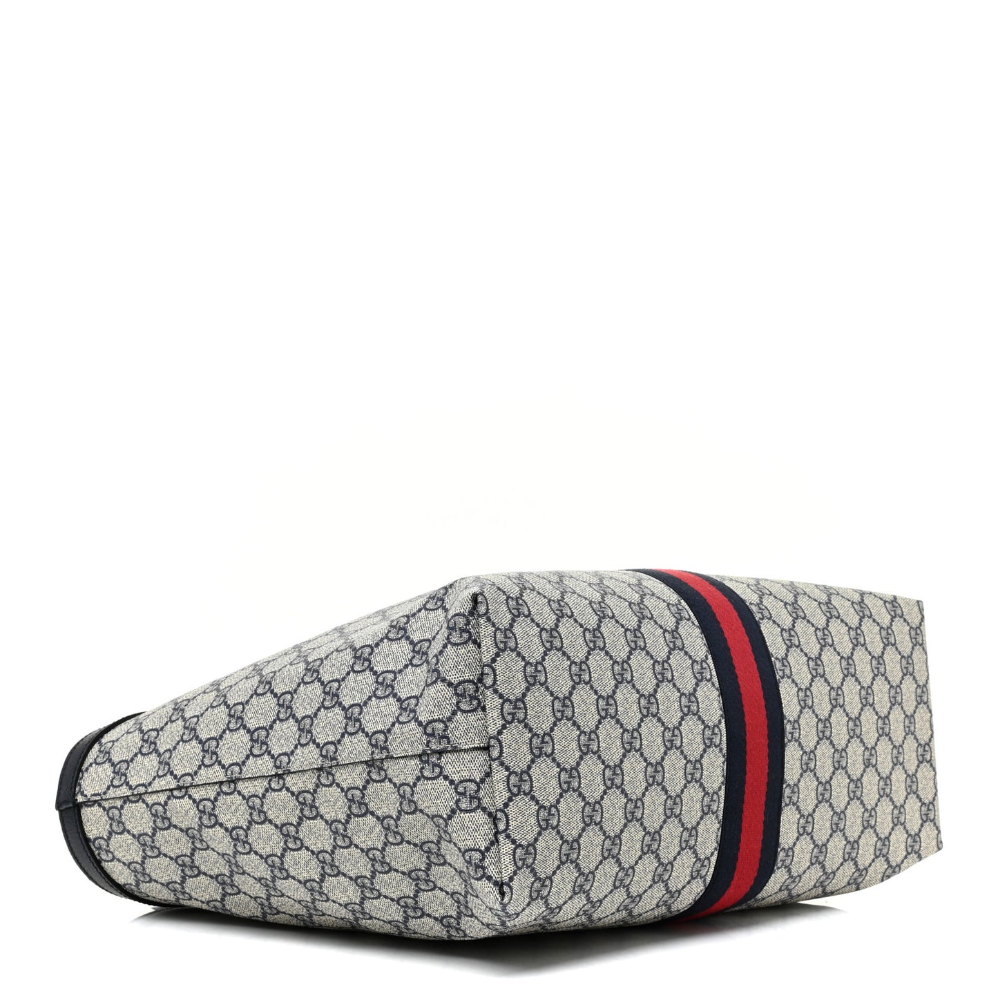 GG Supreme Monogram Textured Calfskin Web Medium Ophidia Shopping Tote Beige Blue