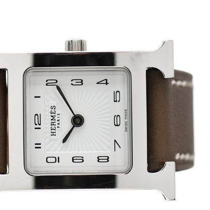 Hermes Stainless Steel Swift 21mm Heure H Hour Quartz Watch Etoupe 5 of 6