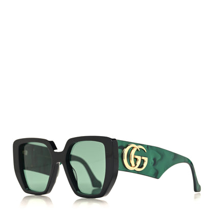 Gucci Acetate Square Frame Sunglasses GG0956S Green Black 1 of 7