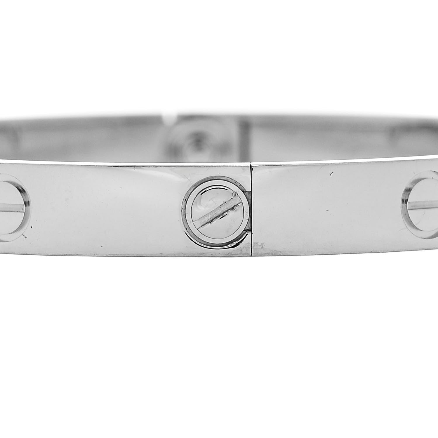 Cartier 18K White Gold 4 Diamond Love Bracelet 17 4 of 7