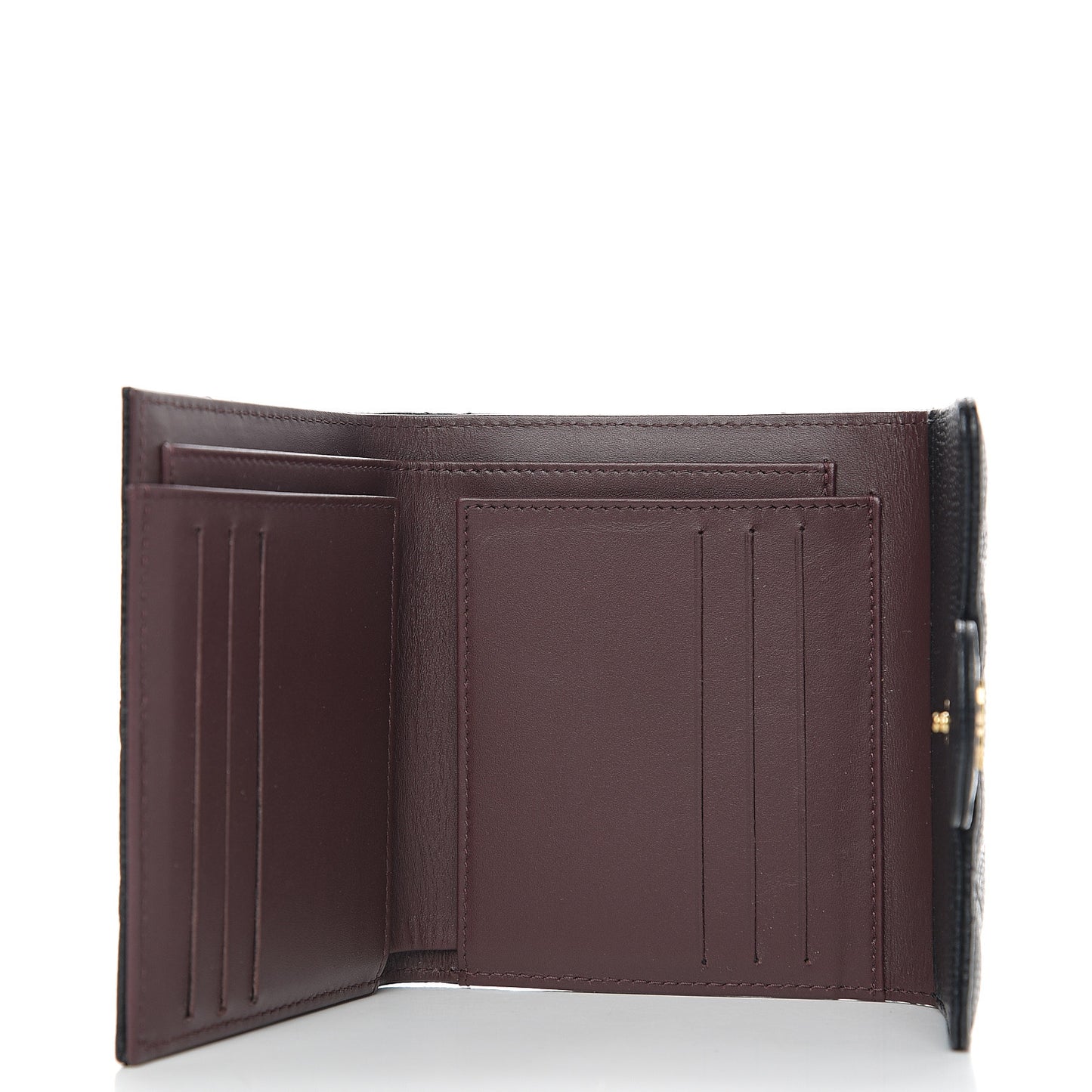 Caviar Quilted Compact Flap Wallet Black