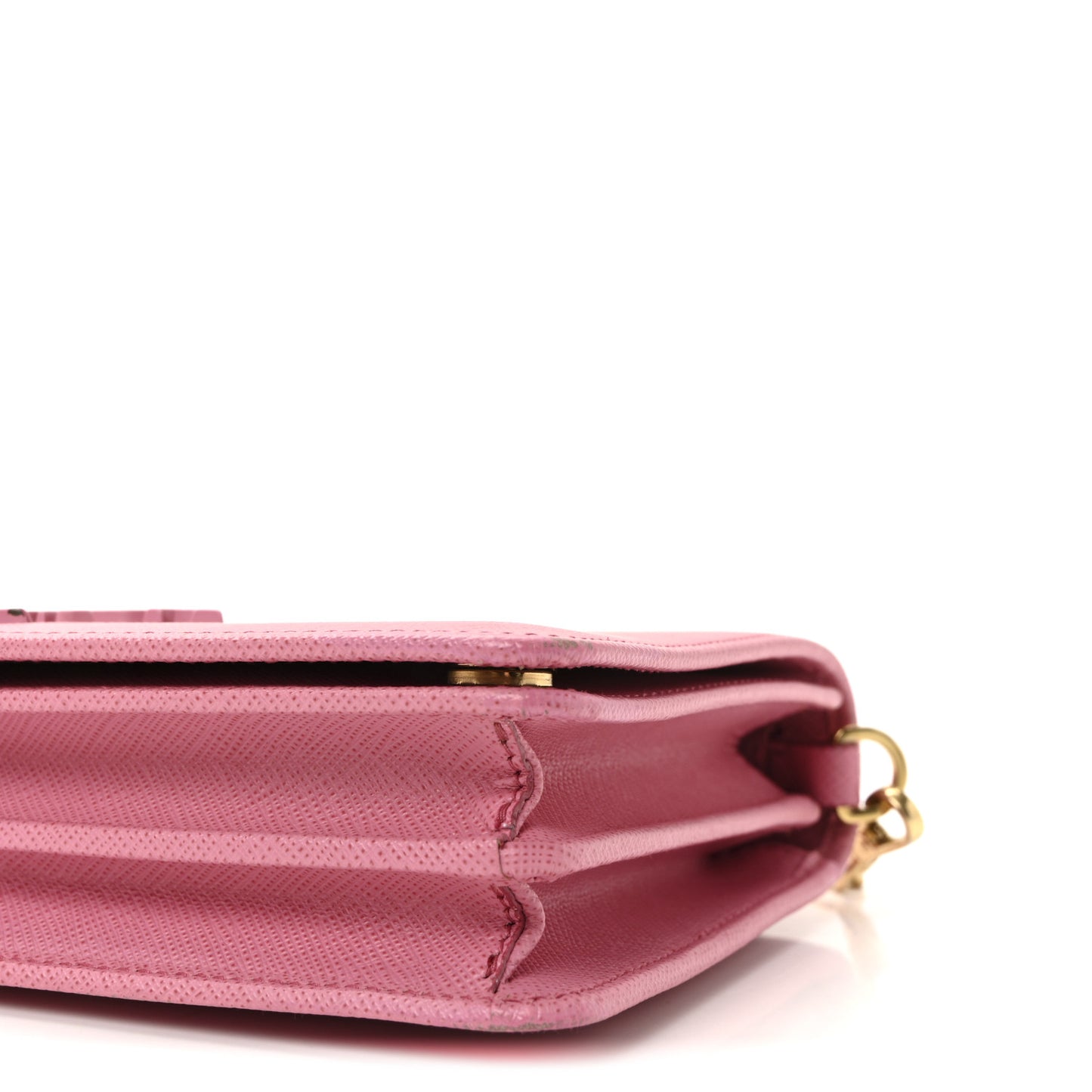 Saffiano Lux Monochrome Chain Wallet Begonia