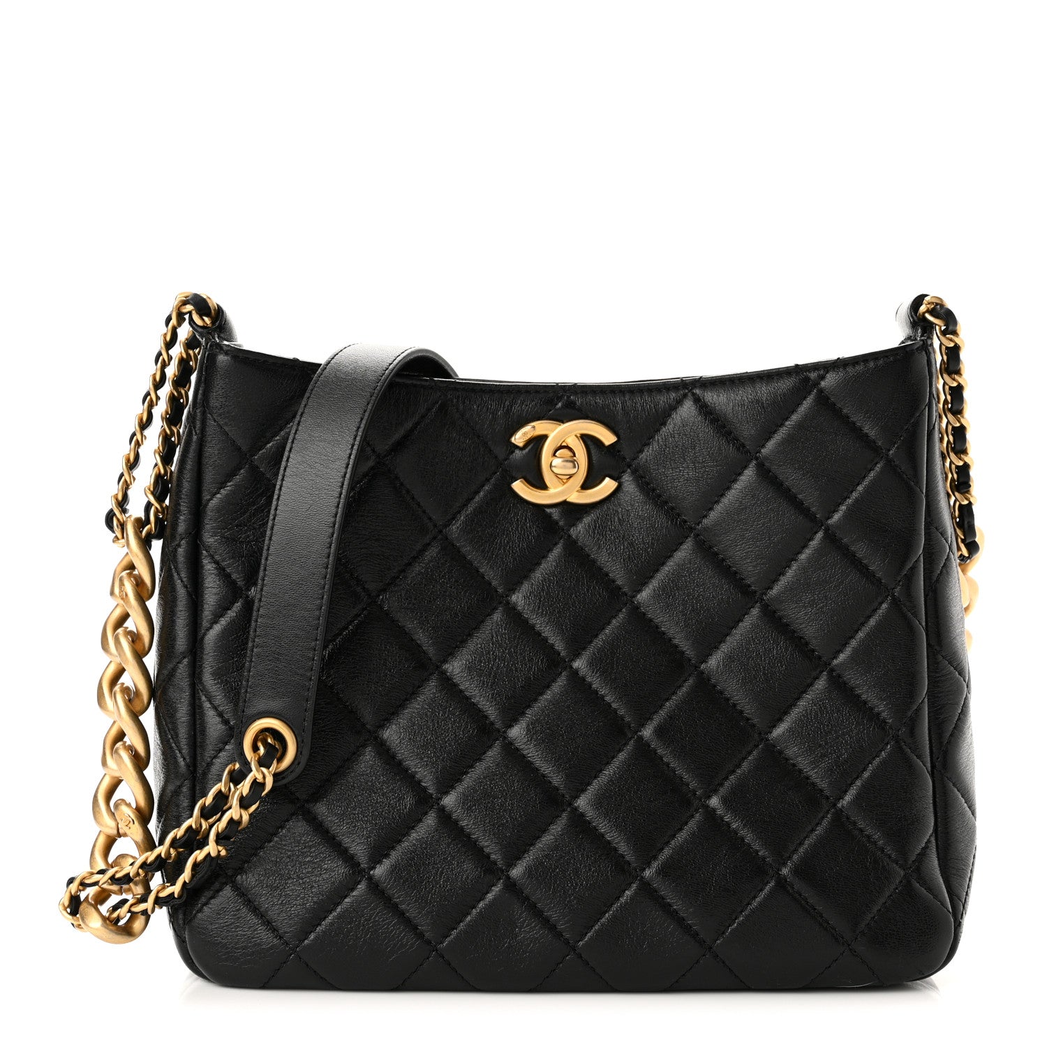 Chanel Lambskin Quilted Hobo Black 1 of 10