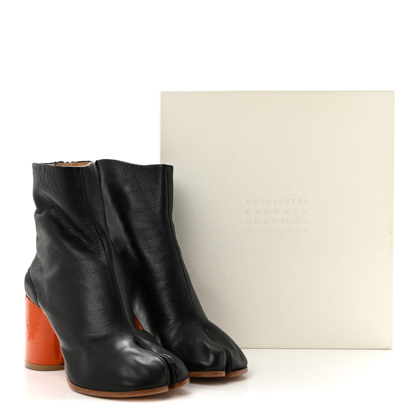 Nappa Tabi Ankle 80mm Boots 37 Black Orange