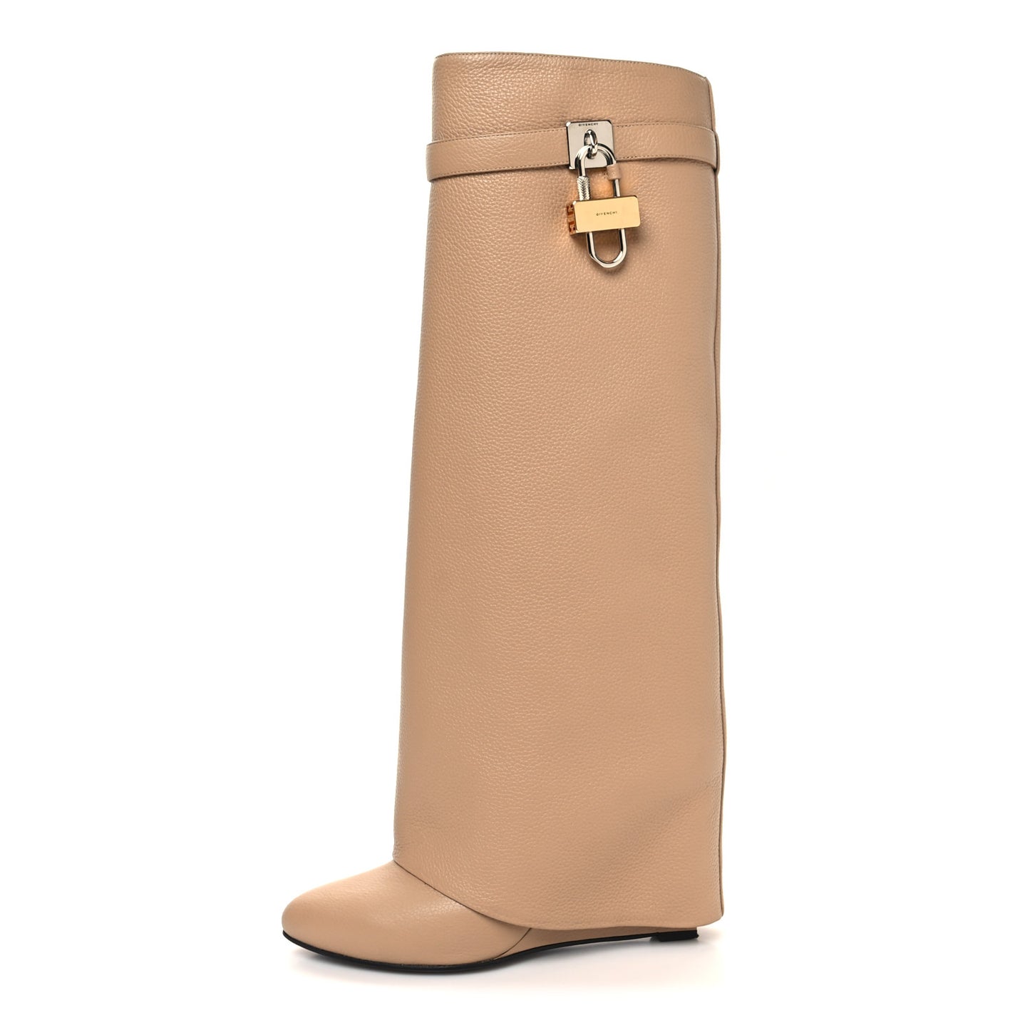 Calfskin Shark Lock Pant Boots 40.5 Beige