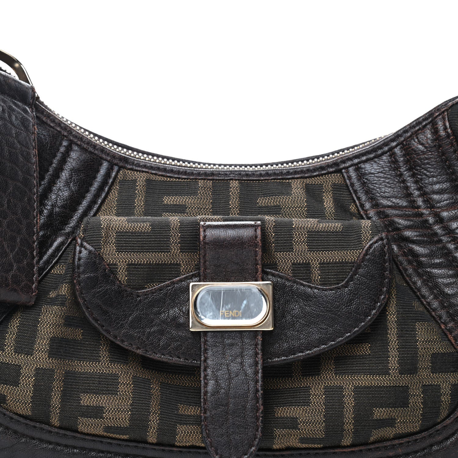Fendi Zucca Nappa Nuvolata Vitello Tortuga Medium Spy Hobo Tobacco Moro 8 of 12