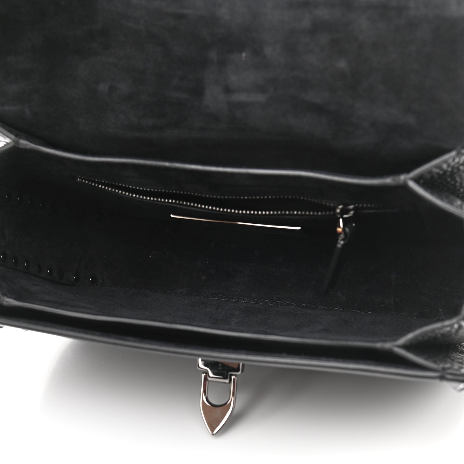 Valentino Garavani Pebbled Calfskin Onyx Medium Rockstud Rolling Flap Saddle Bag Black 5 of 11