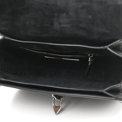 Valentino Garavani Pebbled Calfskin Onyx Medium Rockstud Rolling Flap Saddle Bag Black 5 of 11