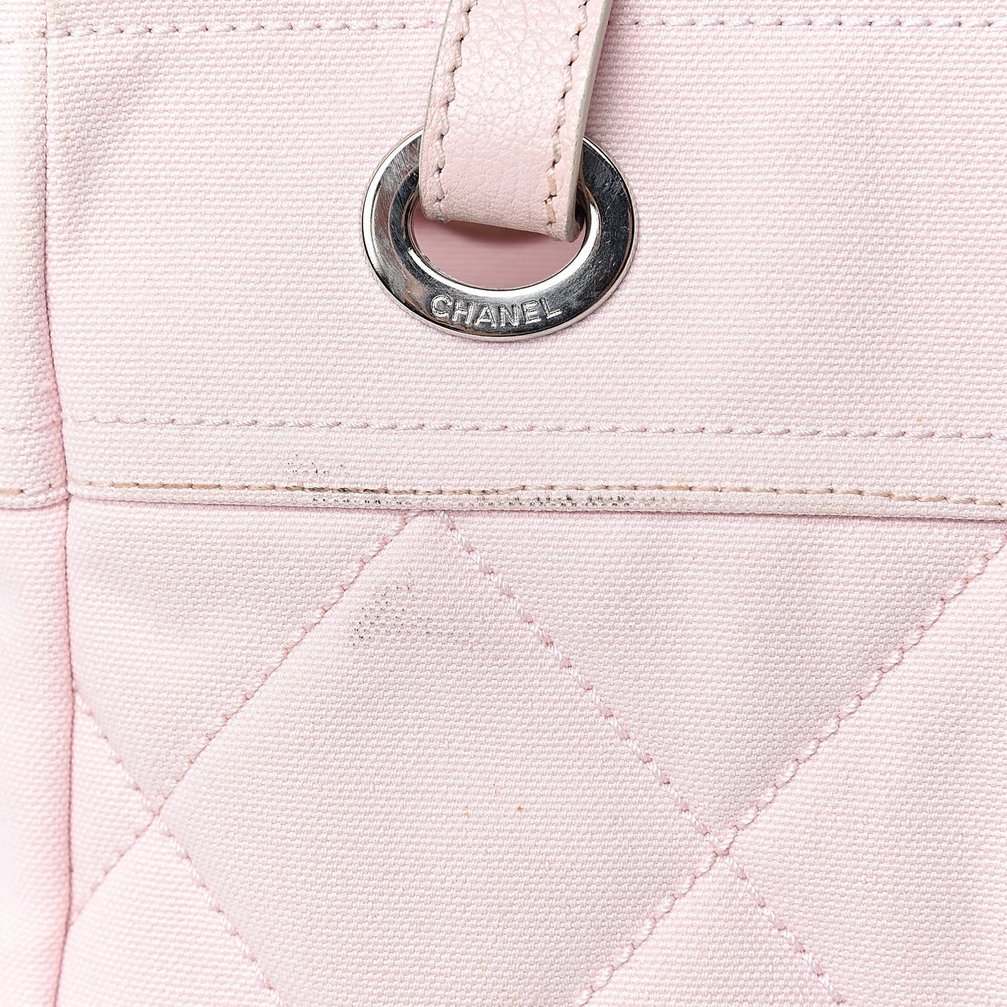 Coated Canvas Quilted Small Paris Biarritz Tote Pink