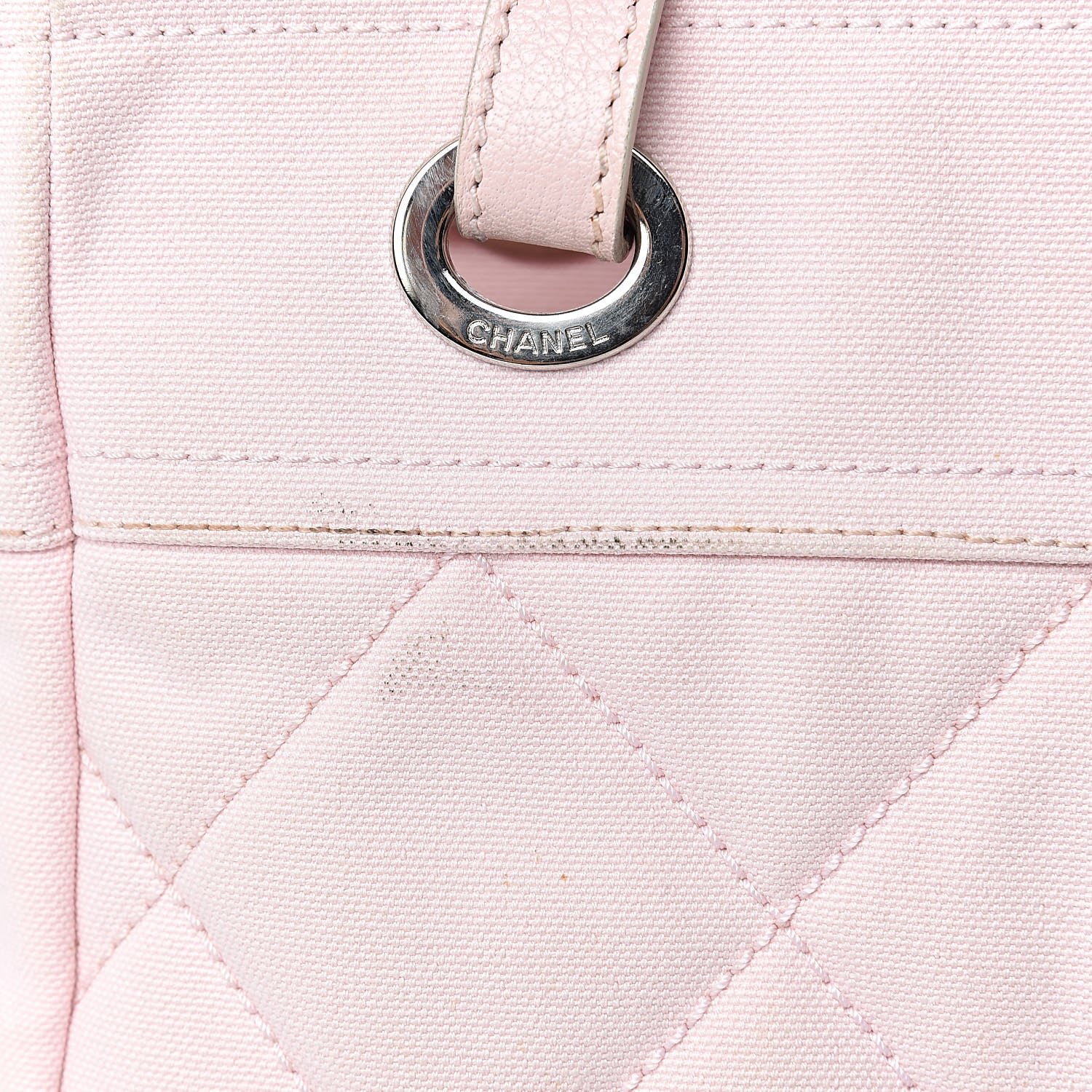 Chanel Coated Canvas Quilted Small Paris Biarritz Tote Pink 12 of 25