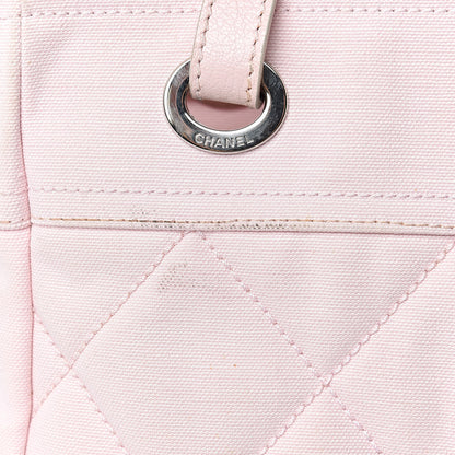 Chanel Coated Canvas Quilted Small Paris Biarritz Tote Pink 12 of 25