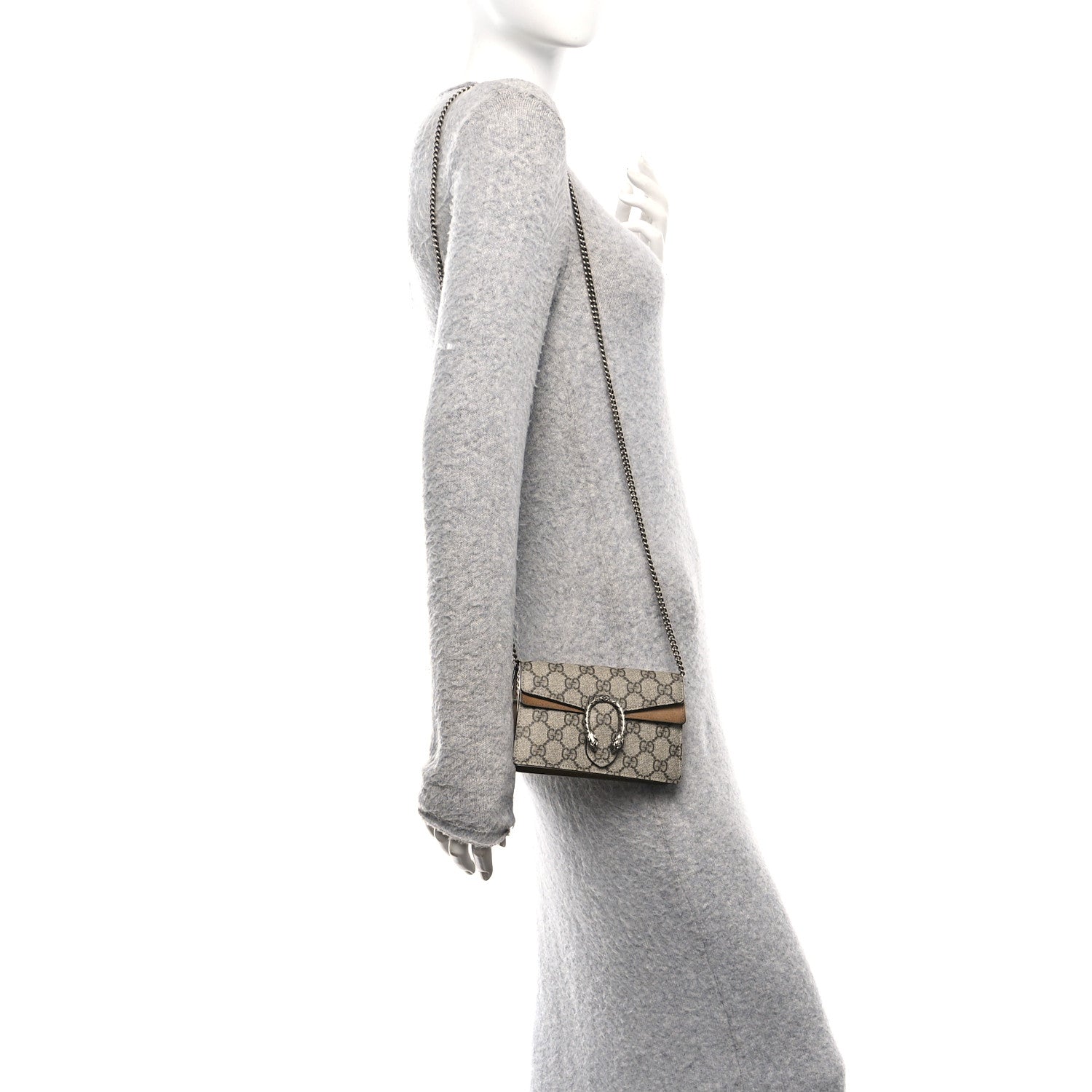 Gucci GG Supreme Monogram Super Mini Dionysus Shoulder Bag Taupe 2 of 9