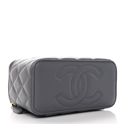 Chanel Lambskin Quilted Metal Small Top Handle Vanity Case With Chain Grey 4 of 10